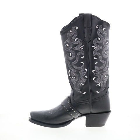 Outlaw Snip Toe 70150 Womens Black Leather Slip On Western Boots