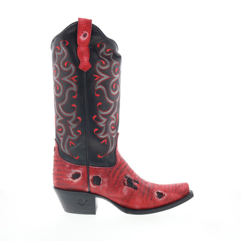 Outlaw Ladies 13" Red Lizard PNT 70201 Womens Red Leather Western Boots
