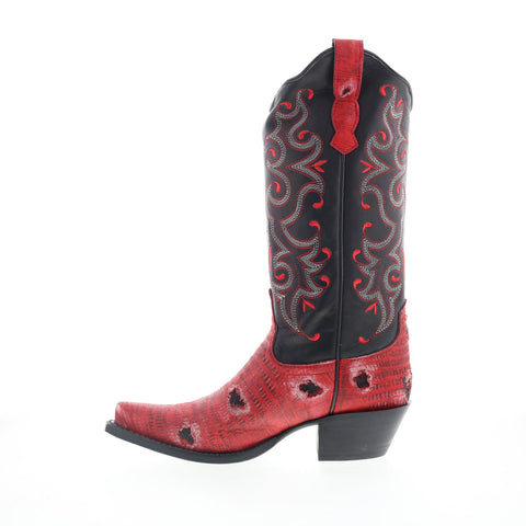 Outlaw Ladies 13" Red Lizard PNT 70201 Womens Red Leather Western Boots