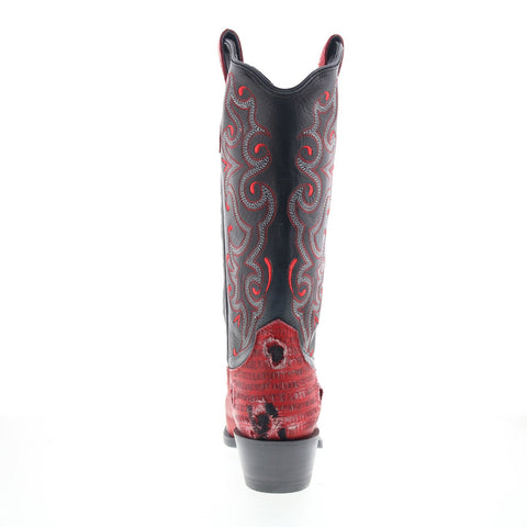 Outlaw Ladies 13" Red Lizard PNT 70201 Womens Red Leather Western Boots