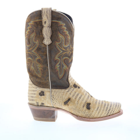 Outlaw Ladies 11" Lizard PNT 70301 Womens Brown Leather Slip On Western Boots