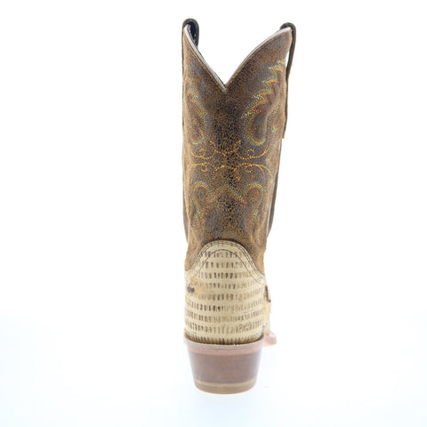 Outlaw Ladies 11" Lizard PNT 70301 Womens Brown Leather Slip On Western Boots