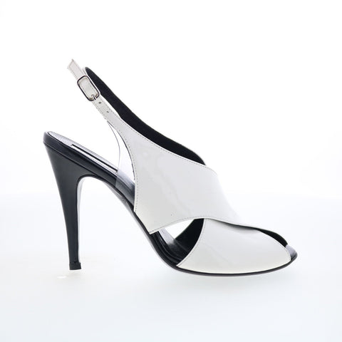Calvin Klein Patent Shiro 7048 Womens White Leather Pumps Heels Shoes
