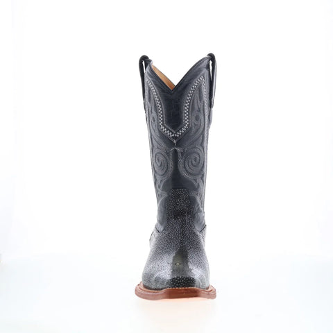 Los Altos Versage Stingray Jewel Finish Mens Black Wide Cowboy Western Boots