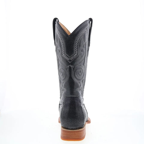 Los Altos Versage Stingray Jewel Finish Mens Black Wide Cowboy Western Boots