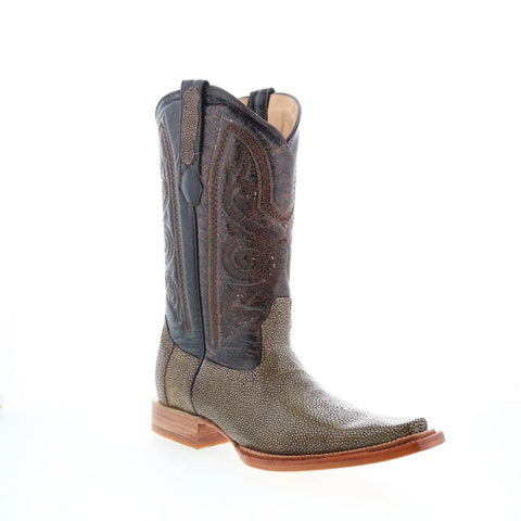 Los Altos Stingray Jewel Square Toe Mens Brown Wide Cowboy Western Boots