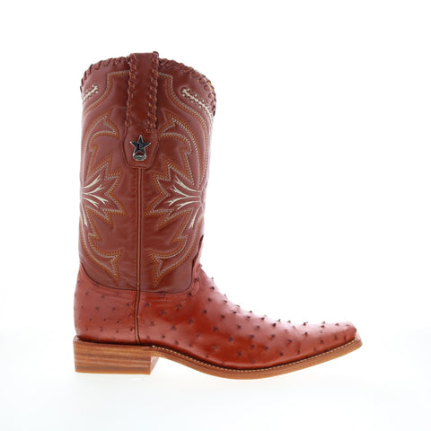 Los Altos Versace Square Toe Ostrich Mens Brown Wide Cowboy Western Boots