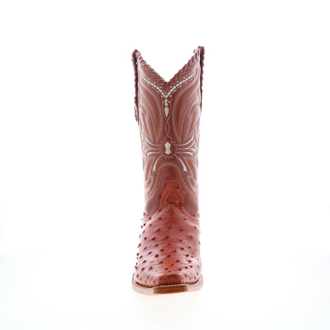 Los Altos Versace Square Toe Ostrich Mens Brown Wide Cowboy Western Boots
