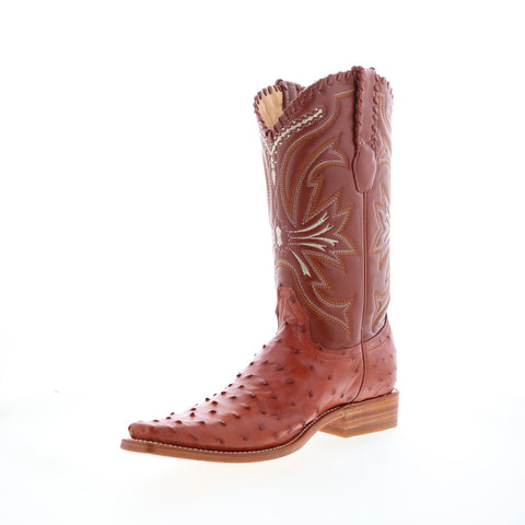 Los Altos Versace Square Toe Ostrich Mens Brown Wide Cowboy Western Boots