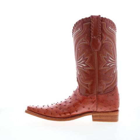 Los Altos Versace Square Toe Ostrich Mens Brown Wide Cowboy Western Boots