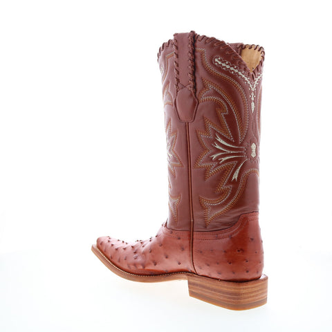 Los Altos Versace Square Toe Ostrich Mens Brown Wide Cowboy Western Boots