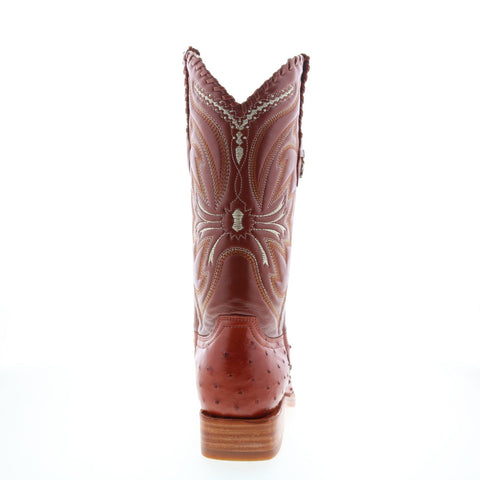 Los Altos Versace Square Toe Ostrich Mens Brown Wide Cowboy Western Boots