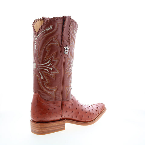 Los Altos Versace Square Toe Ostrich Mens Brown Wide Cowboy Western Boots