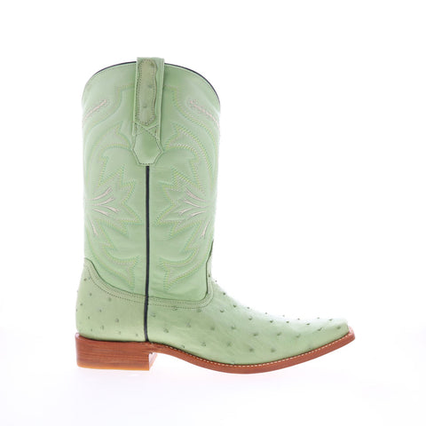 Los Altos Versace Square Toe Ostrich Mens Green Wide Cowboy Western Boots