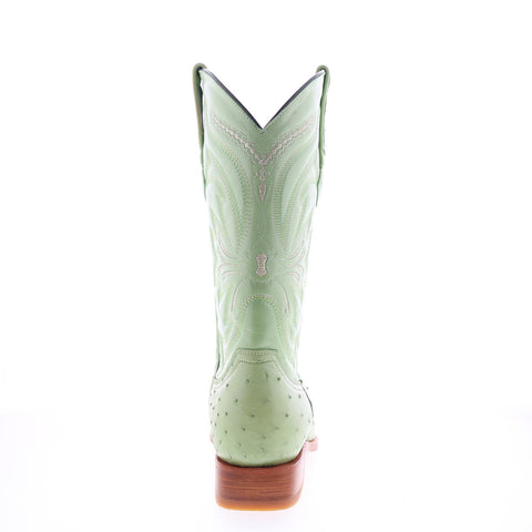 Los Altos Versace Square Toe Ostrich Mens Green Wide Cowboy Western Boots