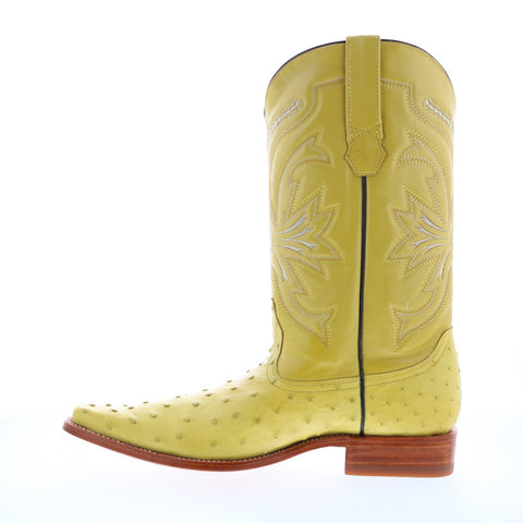 Los Altos Versace Square Toe Ostrich Mens Yellow Wide Cowboy Western Boots