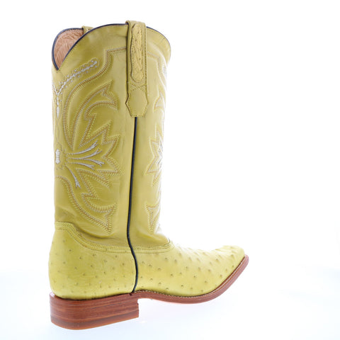 Los Altos Versace Square Toe Ostrich Mens Yellow Wide Cowboy Western Boots