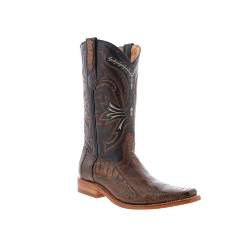 Los Altos Ostrich Versage One Stitching Mens Brown Wide Cowboy Western Boots
