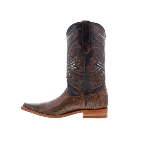 Los Altos Ostrich Versage One Stitching Mens Brown Wide Cowboy Western Boots