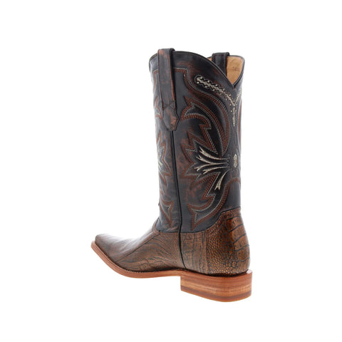 Los Altos Ostrich Versage One Stitching Mens Brown Wide Cowboy Western Boots