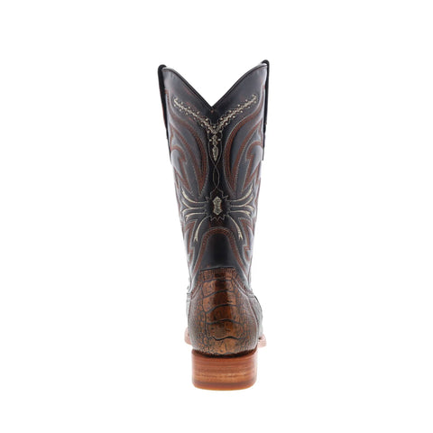 Los Altos Ostrich Versage One Stitching Mens Brown Wide Cowboy Western Boots