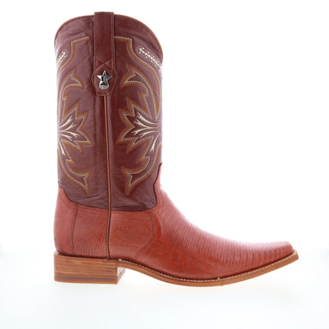 Los Altos Versace Boot Lizard Teju Mens Brown Wide Cowboy Western Boots