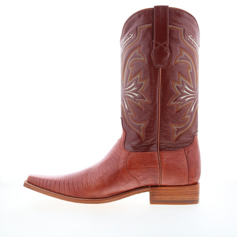 Los Altos Versace Boot Lizard Teju Mens Brown Wide Cowboy Western Boots