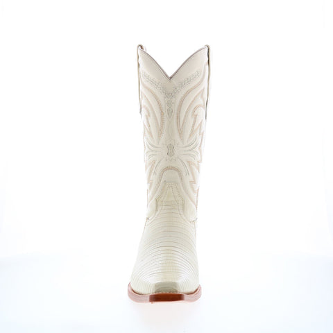 Los Altos Versace Square Toe Teju Lizard Mens Beige Wide Cowboy Western Boots