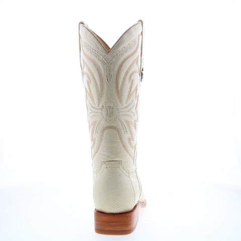 Los Altos Versace Square Toe Teju Lizard Mens Beige Wide Cowboy Western Boots
