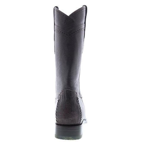 Los Altos European Square Toe Teju Lizard Mens Brown Wide Cowboy Western Boots