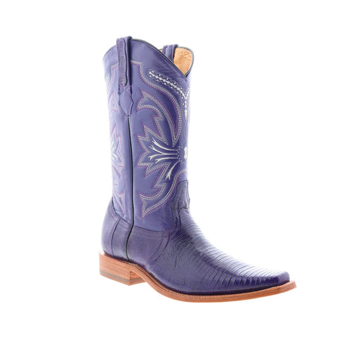 Los Altos Versace Square Toe Teju Lizard Mens Purple Wide Cowboy Western Boots