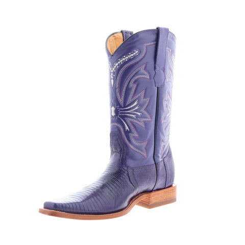 Los Altos Versace Square Toe Teju Lizard Mens Purple Wide Cowboy Western Boots
