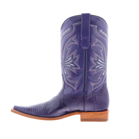 Los Altos Versace Square Toe Teju Lizard Mens Purple Wide Cowboy Western Boots