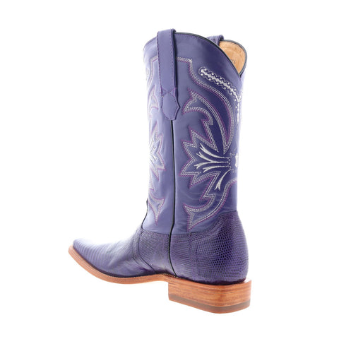 Los Altos Versace Square Toe Teju Lizard Mens Purple Wide Cowboy Western Boots