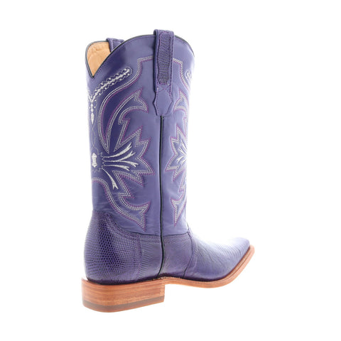 Los Altos Versace Square Toe Teju Lizard Mens Purple Wide Cowboy Western Boots