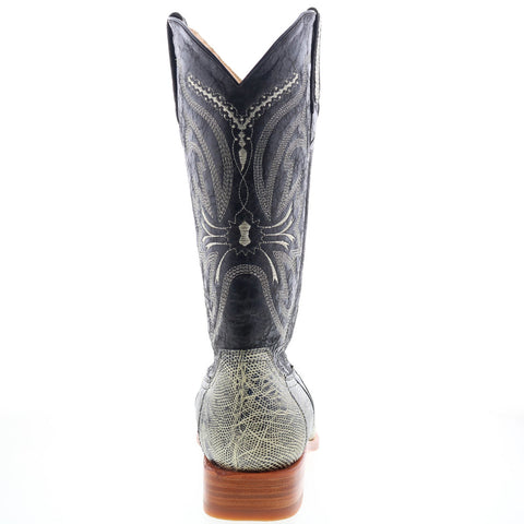 Los Altos Versace Square Toe Teju Lizard Mens Black Wide Cowboy Western Boots