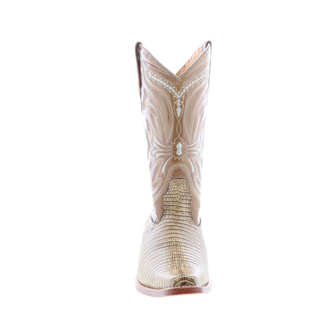 Los Altos Versace Square Toe Teju Lizard Mens Brown Wide Cowboy Western Boots
