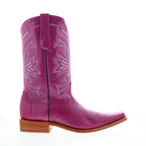 Los Altos Versace Square Toe Teju Lizard Mens Purple Wide  Western Boots