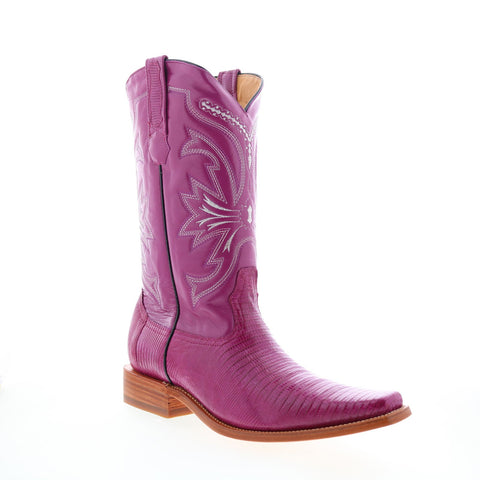 Los Altos Versace Square Toe Teju Lizard Mens Purple Wide  Western Boots