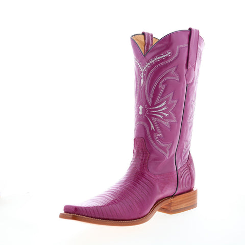 Los Altos Versace Square Toe Teju Lizard Mens Purple Wide  Western Boots