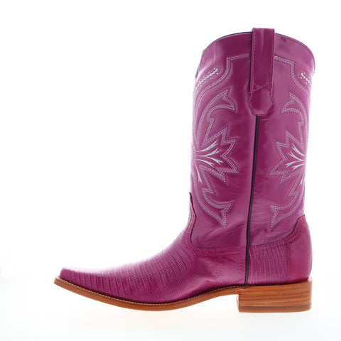 Los Altos Versace Square Toe Teju Lizard Mens Purple Wide  Western Boots