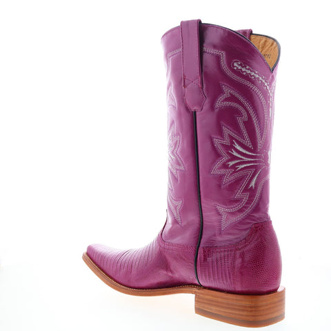 Los Altos Versace Square Toe Teju Lizard Mens Purple Wide  Western Boots