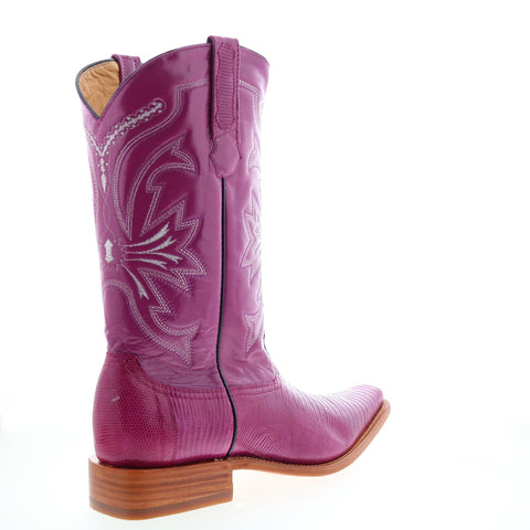 Los Altos Versace Square Toe Teju Lizard Mens Purple Wide  Western Boots