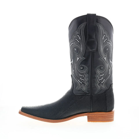 Los Altos Stingray Rowstone Square Toe Mens Black Wide Cowboy Western Boots