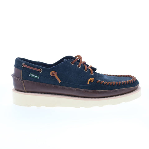 Sebago Keuka Lea Canoe Moc Mens Blue Suede Loafers & Slip Ons Boat Shoes