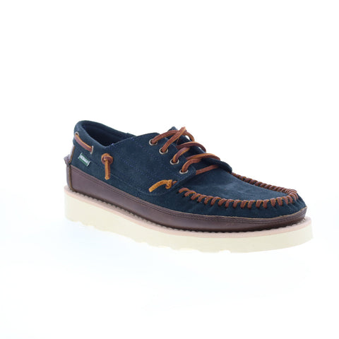 Sebago Keuka Lea Canoe Moc Mens Blue Suede Loafers & Slip Ons Boat Shoes