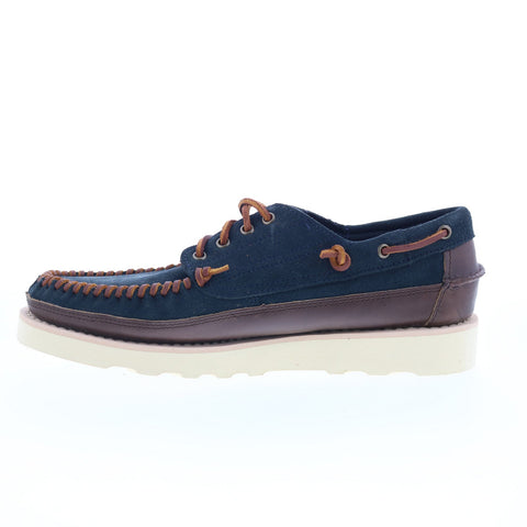 Sebago Keuka Lea Canoe Moc Mens Blue Suede Loafers & Slip Ons Boat Shoes