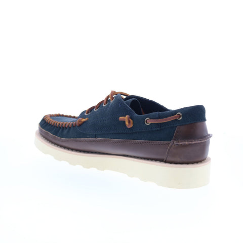 Sebago Keuka Lea Canoe Moc Mens Blue Suede Loafers & Slip Ons Boat Shoes