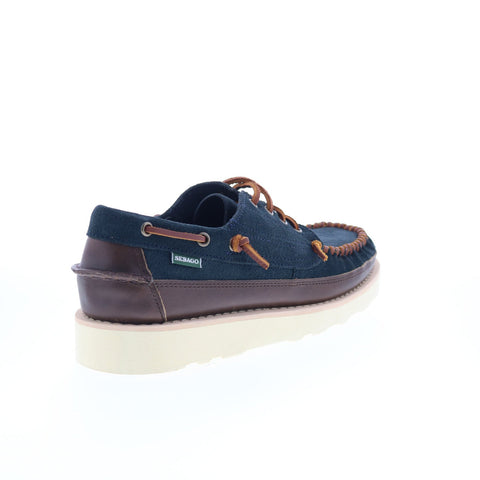 Sebago Keuka Lea Canoe Moc Mens Blue Suede Loafers & Slip Ons Boat Shoes