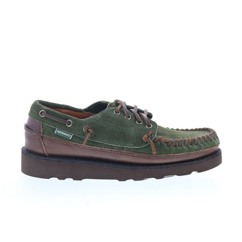 Sebago Keuka Lea Canoe Moc Mens Green Suede Loafers & Slip Ons Boat Shoes